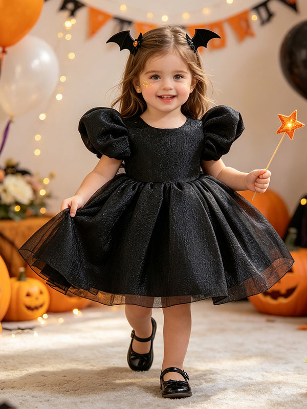Girls Halloween Dresses Short Sleeves Special Occasion Halloween Party Halloween Costume with Pleats/Tulle