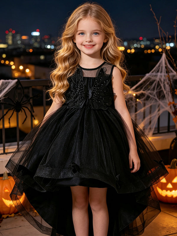 Girls Halloween Dresses Sleeveless Special Occasion Halloween Party Halloween Costume with 3D Butterfly/Bow/Tulle