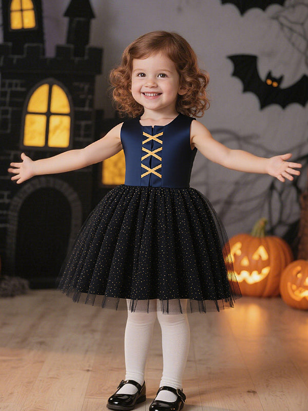 Girls Halloween Dresses Sleeveless Special Occasion Halloween Party Halloween Costume with Velvet/Tulle/Pleats