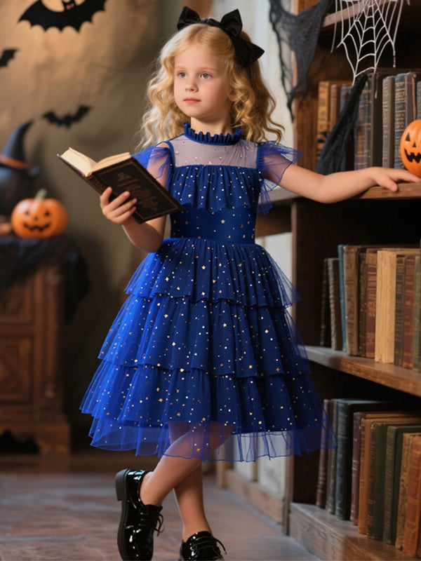 Girls Halloween Dresses Sleeveless Special Occasion Halloween Party Halloween Costume Sweet with Star Print/Ruffles/Tulle