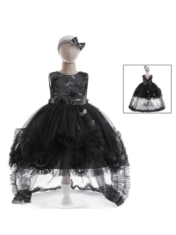 Girls Halloween Dresses Sleeveless Special Occasion Halloween Party Halloween Costume with 3D Butterfly/Bow/Sequin/Hair Band