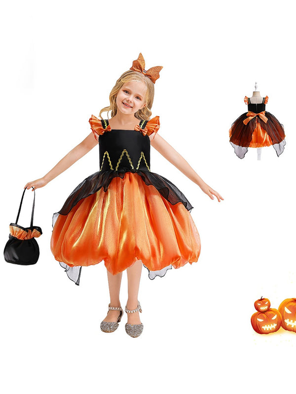 Girls Halloween Dresses Sleeveless Special Occasion Halloween Party Halloween Costume with Tulle/Bow/Belt