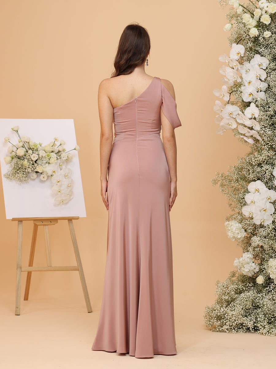 Trumpet/Mermaid One-Shoulder Sleeveless Ruched Long Chic Bridesmaid Dresses