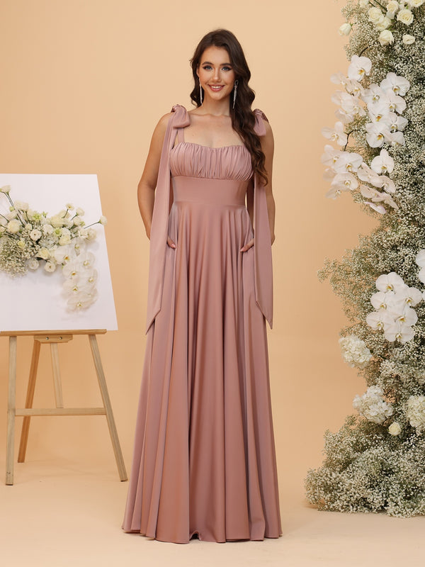 A-Line/Princess Sweetheart Floor-Length Ruched Bridesmaid Dresses with Pleats