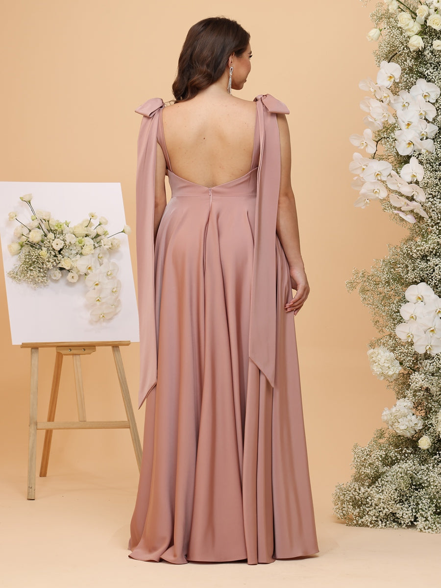 A-Line/Princess Sweetheart Floor-Length Ruched Plus Size Bridesmaid Dresses with Pleats
