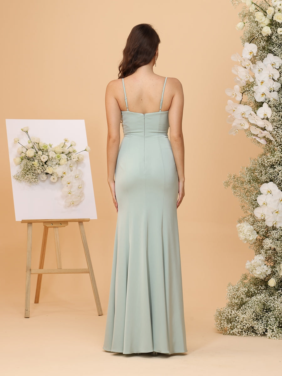 Trumpet/Mermaid Spaghetti Straps Elegant Bridesmaid Dresses with Bow