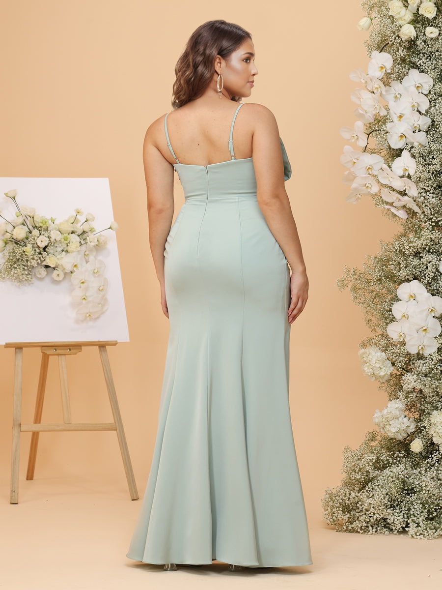 Trumpet/Mermaid Spaghetti Straps Elegant Plus Size Bridesmaid Dresses with Bows
