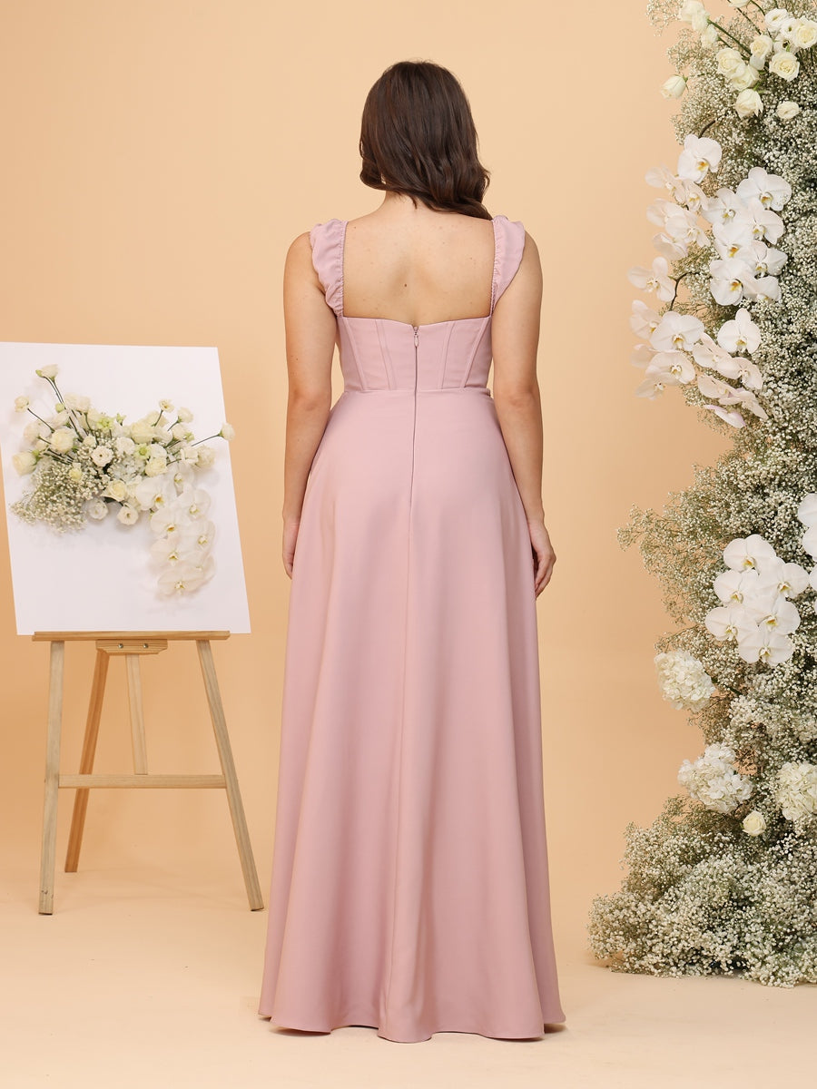A-Line/Princess Sweetheart Floor-Length Plus Size Bridesmaid Dresses with Corset & Split Side