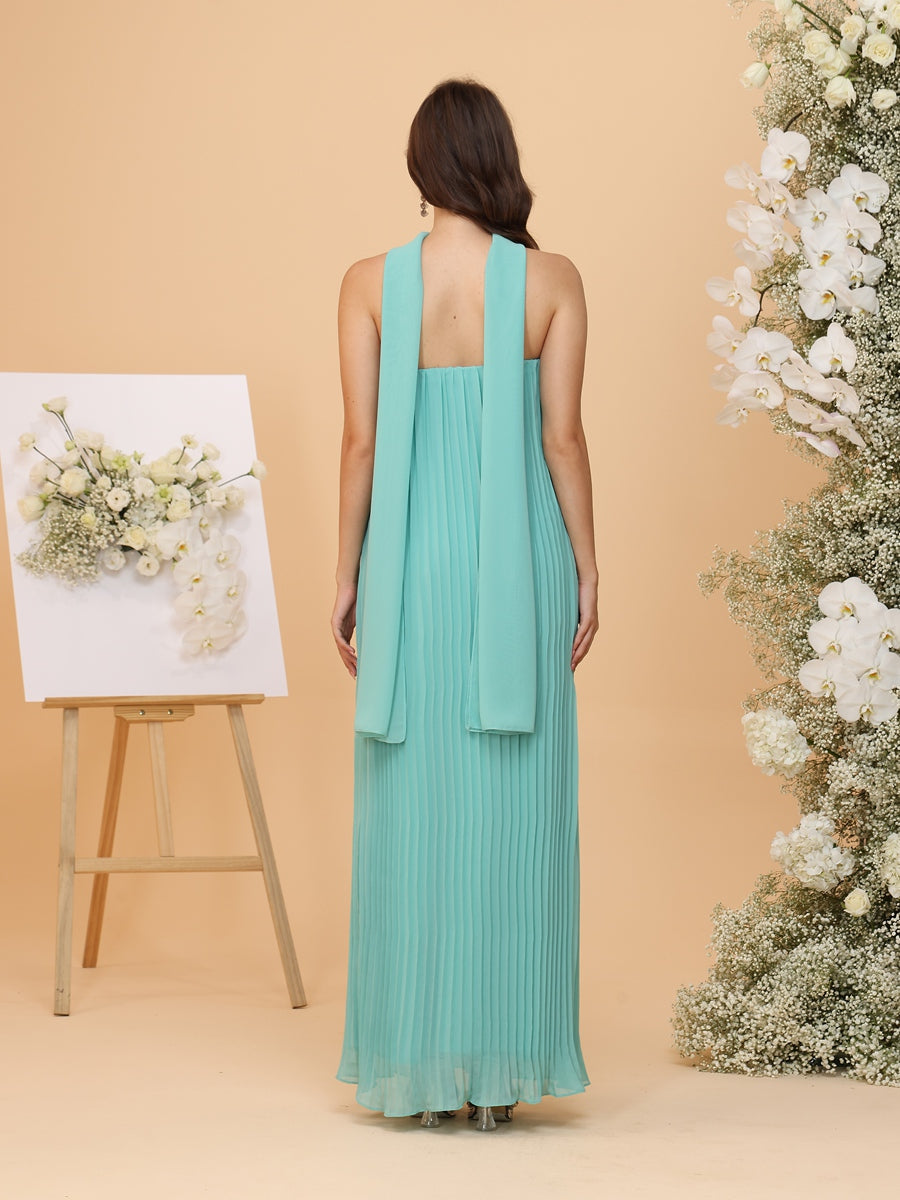 Chiffon Strapless Floor-Length Bridesmaid Dresses with Pleats & Watteau Train