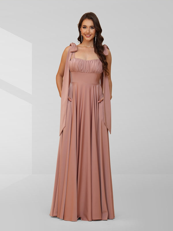A-Line/Princess Sweetheart Floor-Length Ruched Evening Dresses with Pleats