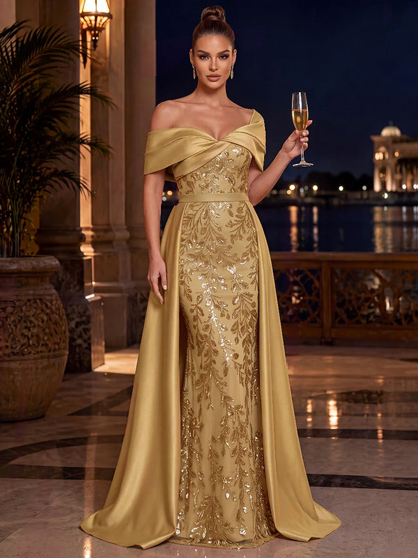 Sheath/Column Evening Dresses Sequin One-Shoulder Sleeveless Floor-Length Gala Dresses with Back Zipper