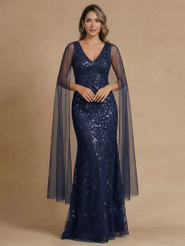 Trumpet/Mermaid Mother of the Bride Dresses Formal Dresses V-Neck Sleeveless Floor-Length Floral Printed With Pleats/Back Zipper/Lace